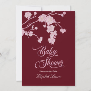 Elegant Cherry Blossoms Baby shower Bourgogne Kaart