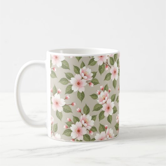 Elegant cherry blossoms seamless pattern koffiemok (Links)