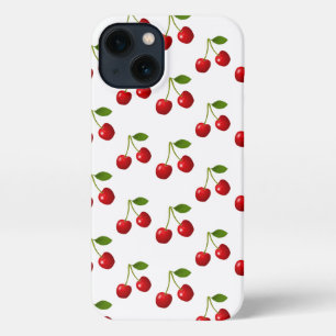 Elegant Cherry Fruits on White iPhone 13 Hoesje