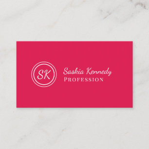 Elegant Cherry Red Script Professional Monogram Visitekaartje