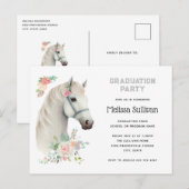 Élégant Cheval Blanc Boho Floral Invitation (Devant / Derrière)