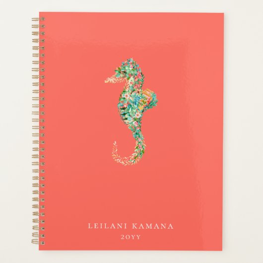 Élégant cheval de mer botanique | Corail (Devant)