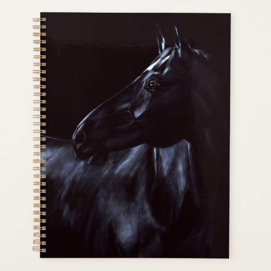 Élégant cheval noir peint à la main (Devant)
