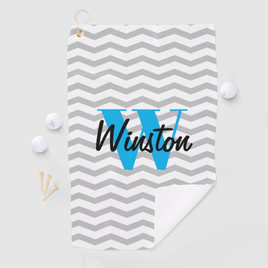 Elegant chevron aangepast monogram golfhanddoek (Insitu)