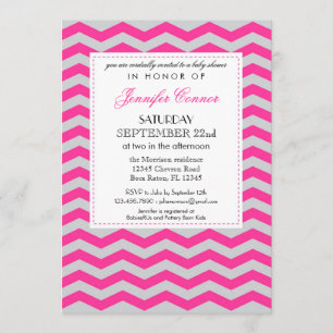 Elegant Chevron Baby shower Roze Uitnodiging