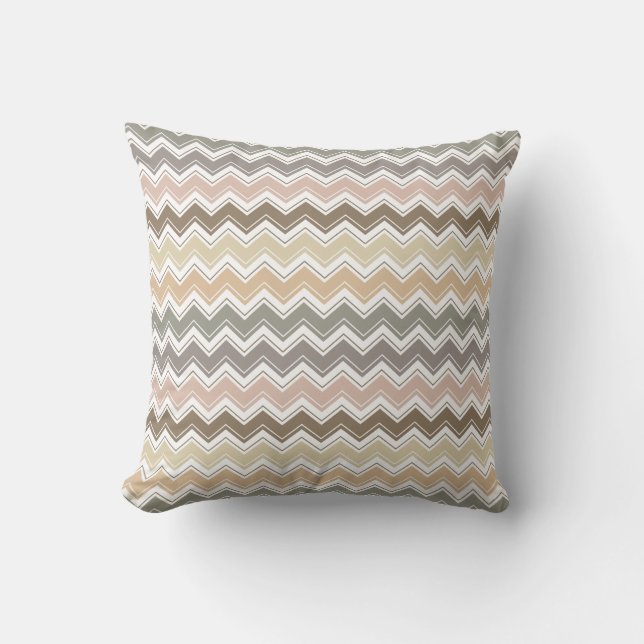 Elegant Chevron Designer's Earth Tone Pattern Kussen (Voorkant)