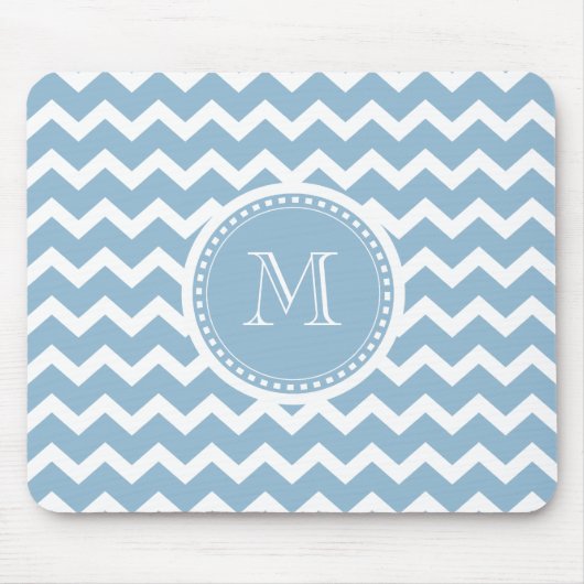 Elegant Chevron Light Aqua Green Monogram Muismat (Voorkant)