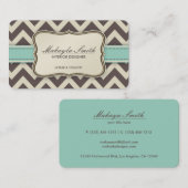 Elegant Chevron Modern Brown, Green and Beige Visitekaartje (Voorkant / Achterkant)