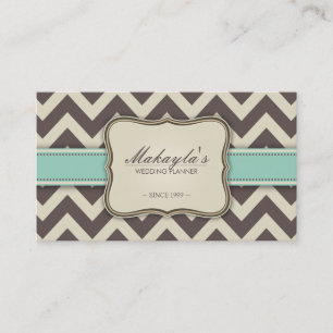 Elegant Chevron Modern Brown, Green and Beige Visitekaartje