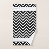 Elegant Chevron Pattern on Black White Monogrammed (Serviette à main)