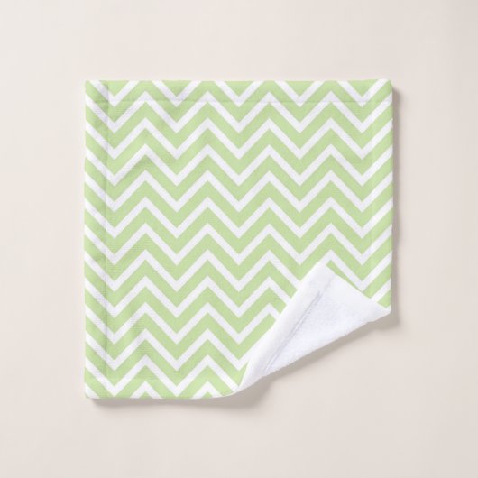 Elegant Chevron Pattern on Sage Green and White (Gant de toilette)