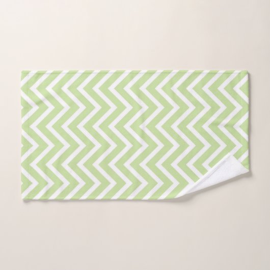 Elegant Chevron Pattern on Sage Green and White (Serviette à main)