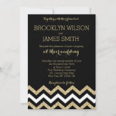 Elégant Chevron Wedding Invitations Or Et Noir (Devant)