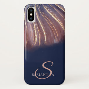 Elegant Chic Abstract Lines, Navy Blue iPhone X Hoesje