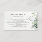 Elegant chic airy eucalyptus leaves QR Code RSVP Informatiekaartje (Voorkant)
