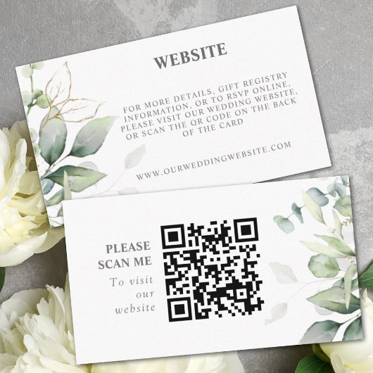Elegant chic airy eucalyptus QR Code website Informatiekaartje