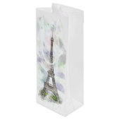 Elegant Chic Artistic Eiffel Tower Paris, Frankrij Wijn Cadeautas (Achterkant Gekanteld)