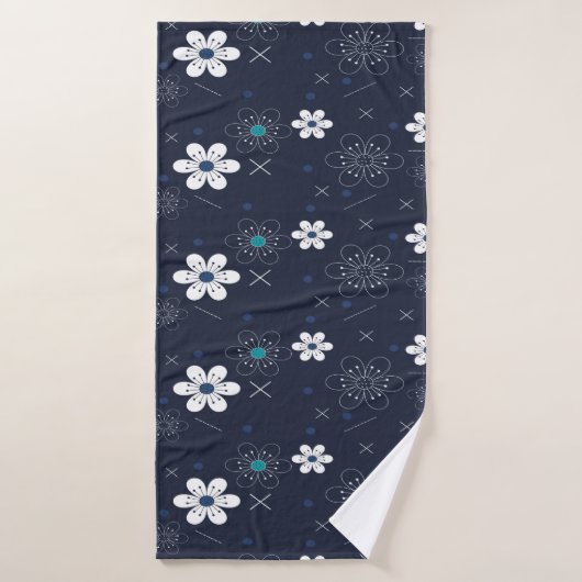 Élégant chic avec serviette de bain marine à fleur (Serviette de bain)