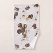 Elégant chic Beige Brown Rose Floral Toile (Serviette à main)