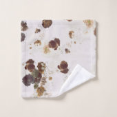 Elégant chic Beige Brown Rose Floral Toile (Gant de toilette)