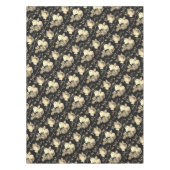 Elegant Chic Beige Rozen Floral on Black Tafelkleed (Voorkant)