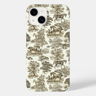 Elegant  Chic Beige Witte Paard Toile Case-Mate iPhone 14 Hoesje