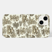 Elegant  Chic Beige Witte Paard Toile Case-Mate iPhone Case (Achterkant (horizontaal))