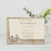 Elegant Chic Bicycle Rustic Wood Wedding Kaart (Staand voorkant)