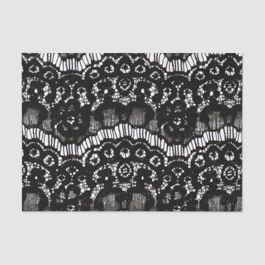 Elegant chic black and white frans floral lace tissuepapier (Voorkant)