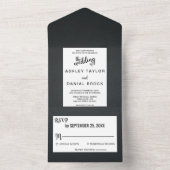 Elegant chic black and white rustic fancy all in one uitnodiging (Binnen)