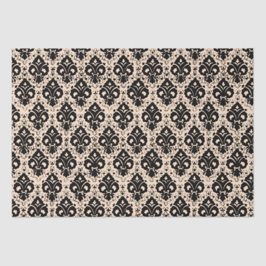 Elegant Chic Black Beige Damask Tissuepapier (Voorkant)