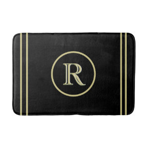 Elegant Chic Black en Gold Custom Monogram Badmat