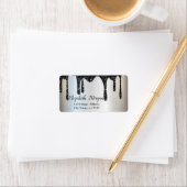 Elegant Chic Black Glitter-druppels Etiket (Insitu)