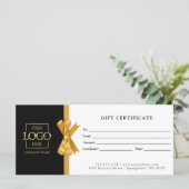 Elegant Chic Black Gold Business Gift Certificate (Staand voorkant)
