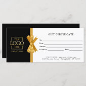 Elegant Chic Black Gold Business Gift Certificate (Voorkant / Achterkant)