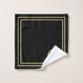 Élégant Chic Black Gold Custom Monogramme (Gant de toilette)