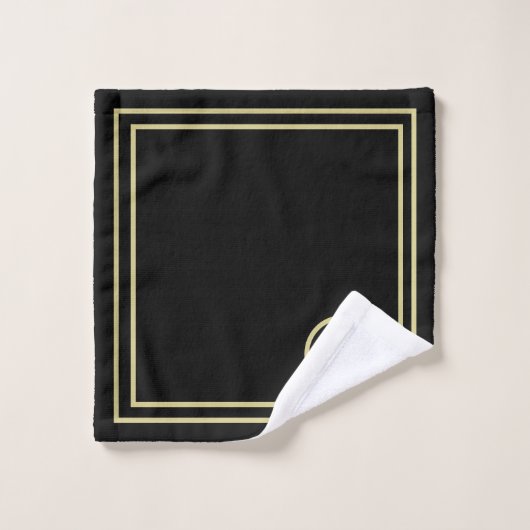 Élégant Chic Black Gold Custom Monogramme (Gant de toilette)