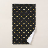 Élégant Chic Black Gold Hearts Motif (Serviette à main)