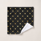 Élégant Chic Black Gold Hearts Motif (Gant de toilette)