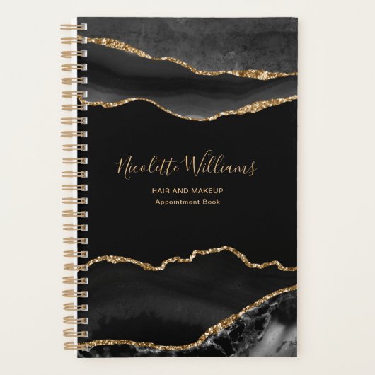 Elegant Chic Black Gold Marble Agate - speciaal aa Planner (Voorkant)