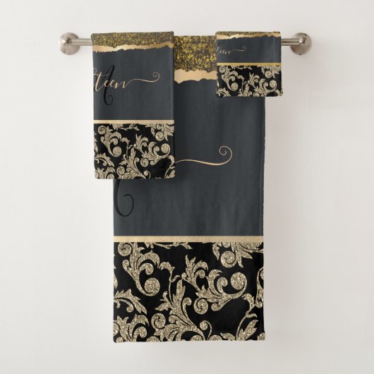 Élégant Chic Black Gold tourne Monogramme (En situation)