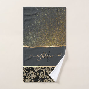 Élégant Chic Black Gold tourne Monogramme