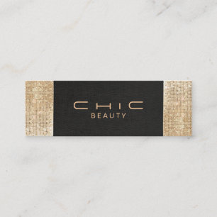 Elegant Chic Black Linen Gold Sequin Beauty Mini Visitekaartje