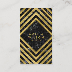 Elegant Chic Black Marble Gold Social Media Visitekaartje