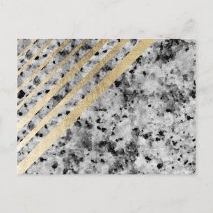 Elegant chic black white faux gouden strepen marme briefkaart