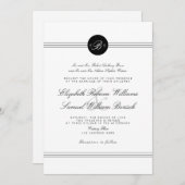 Elegant Chic Black White Monogram Weddenschap Kaart (Voorkant / Achterkant)