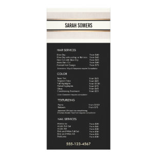 Elegant Chic Black White Tarifs Menu Service