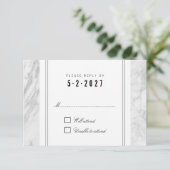 Elégant Chic blanc Gris Marbre Mariage RSVP Carte  (Debout devant)