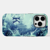 Elegant chic blauw bloemen chinoiserie monogram Case-Mate iPhone case (Achterkant (horizontaal))