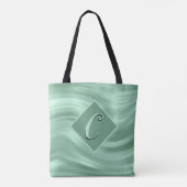 Elegant Chic Blauwgroen Swirl Monogram Modern Draagtas (Achterkant)